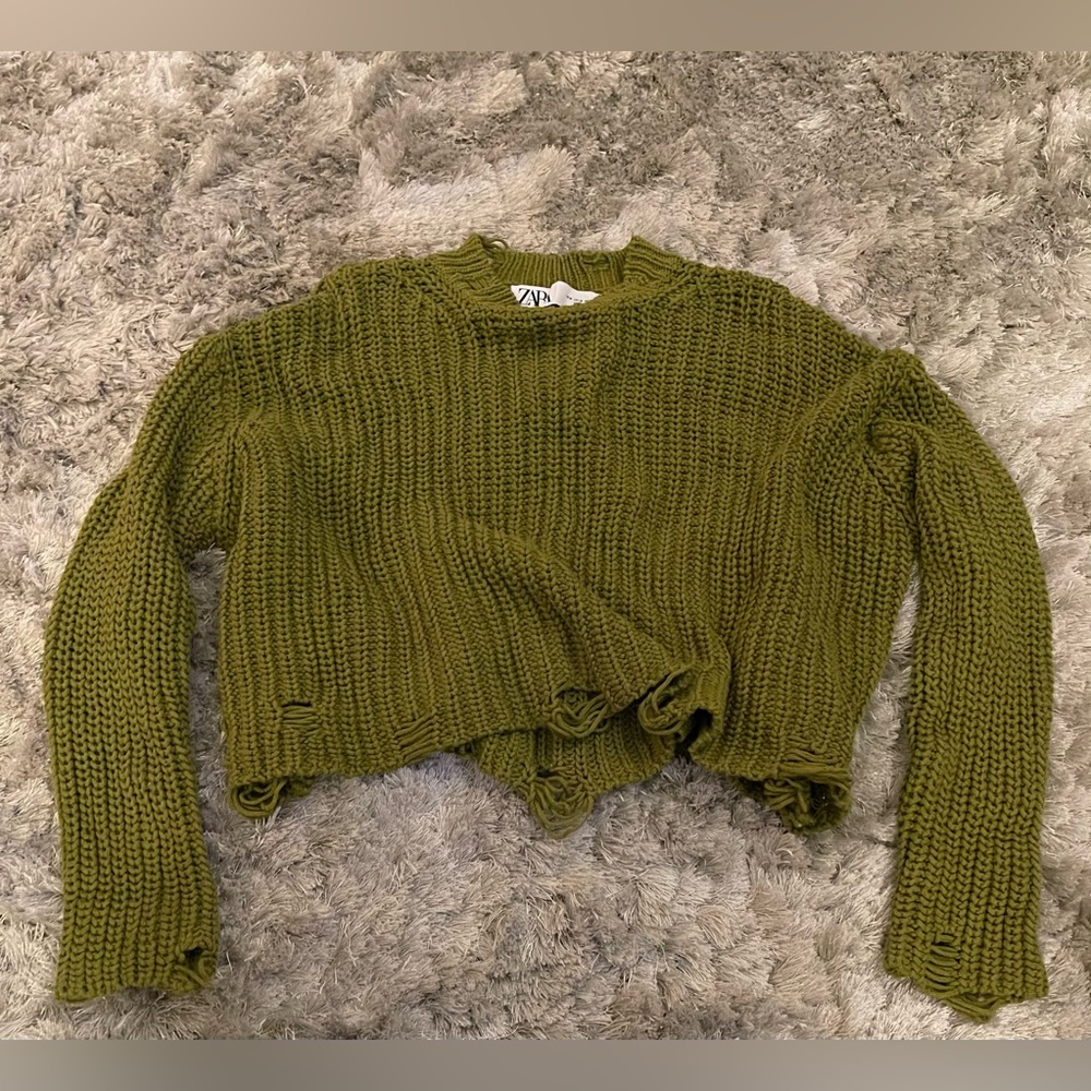 Burnt Olive Zara cropped sweater Sz M
